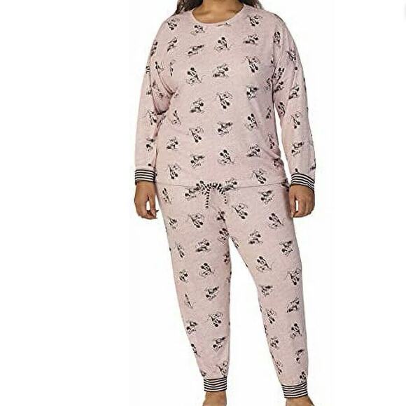 Disney 2 Piece Cozy Pajama Set Lounge Pants Mickey Minnie Pink Ladies 2XL‎ NWT - Picture 1 of 9